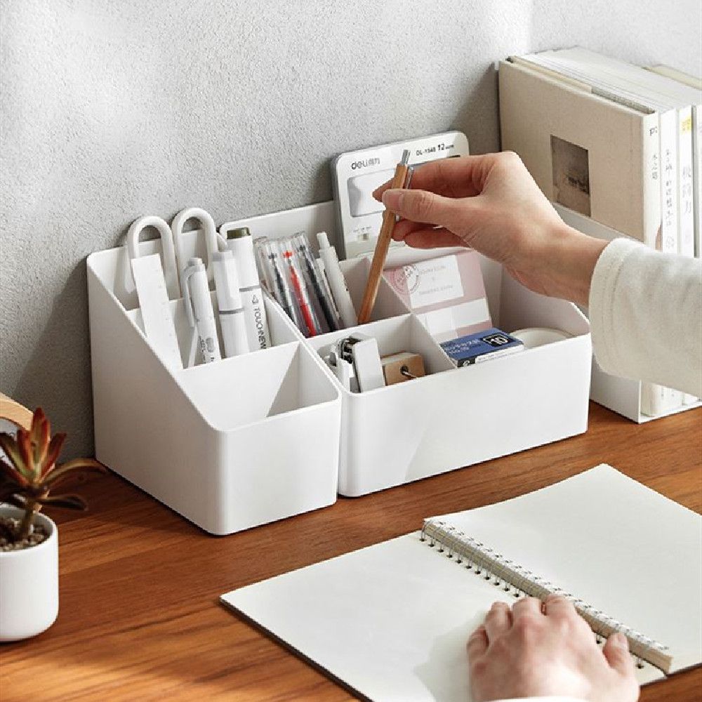 WAYNE Plastic Cosmetic Storage Multiple Grids Organize Box Remote Control Storage Desktop Storage Box