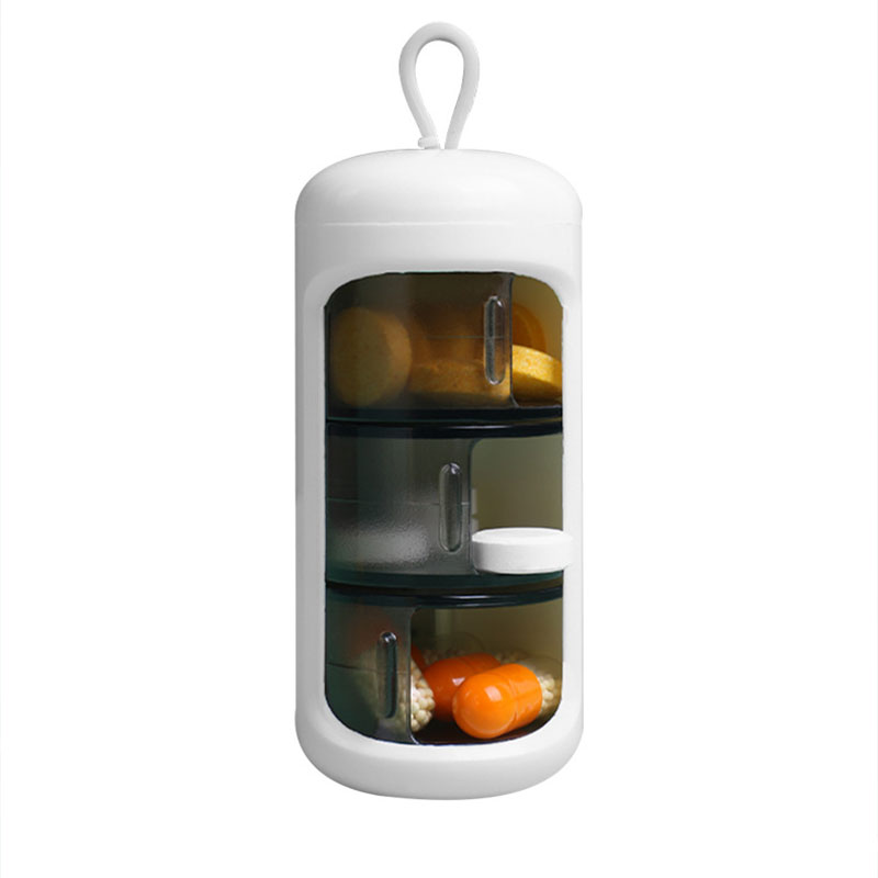 Pill Box Portable 3-compartment pill storage box Large capacity mini travel pill packing compact sealed box