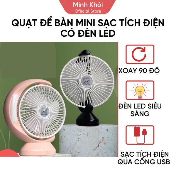 Quạt tích điện để bàn đèn Led, quạt sạc tích điện để bàn có đèn Led, quạt tích điện xiaomi, quạt tích điện cầm tay, quạt tích điện to, quạt tích điện mini