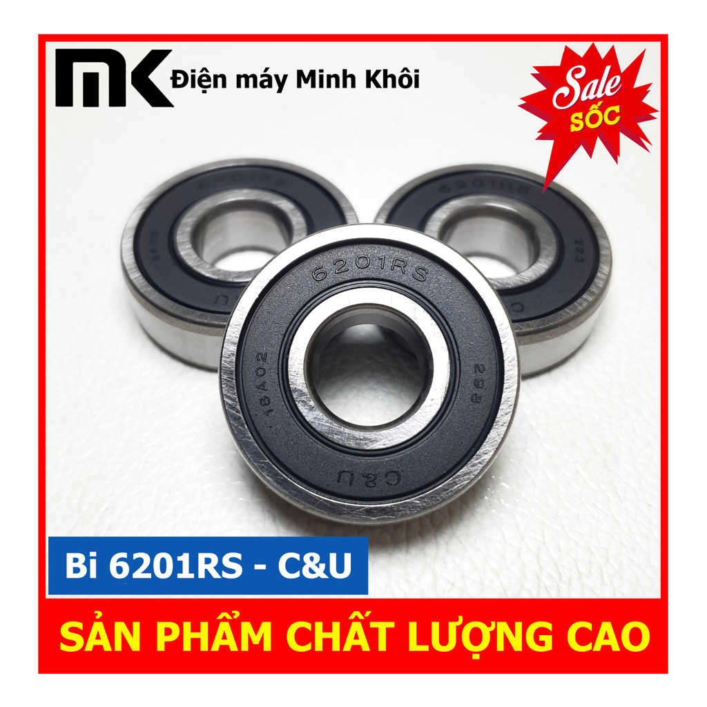 Bạc đạn - vòng bi 6201rs - c&u chính hãng cho động cơ, mô tơ...