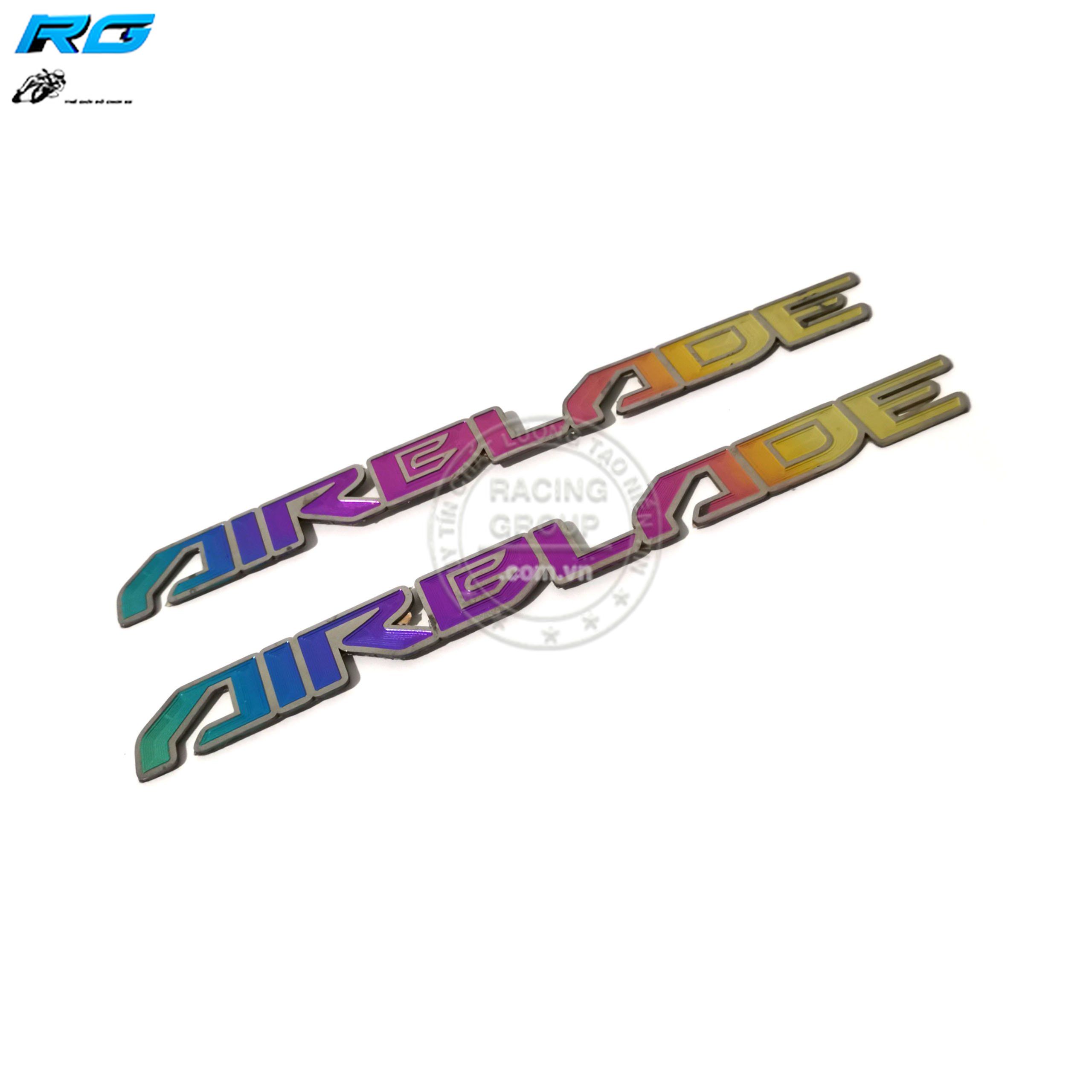 Logo titan chữ sẵn keo dán tem titan trang trí cho xe Vario Wave Satria Sonic AB Winner...