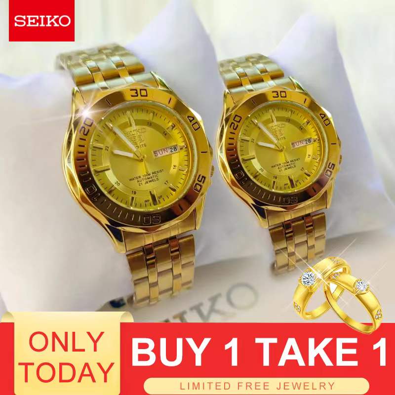 Seiko 5 Automatic Hand Japan Movement Couple Watch With Date (FREE COUPLE  RING) | Lazada PH
