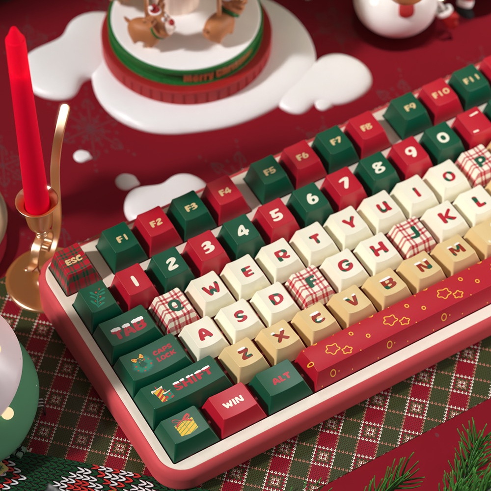 Christmas Eve Original Theme Keycaps Cherry/MDA Height PBT Five-sided Sublimation Mechanical Keyboard Keycaps