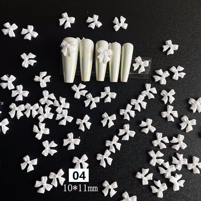 (Ảnh thật) Charm Nơ Lì Trắng Hàn Quốc Đính Móng