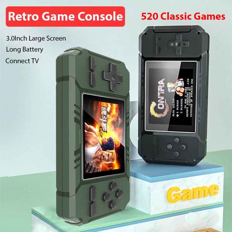 S8 retro handheld game console 3.0 inch hd screen 8bit 500+ classic games built in portable mini retro video consoles av connect tv