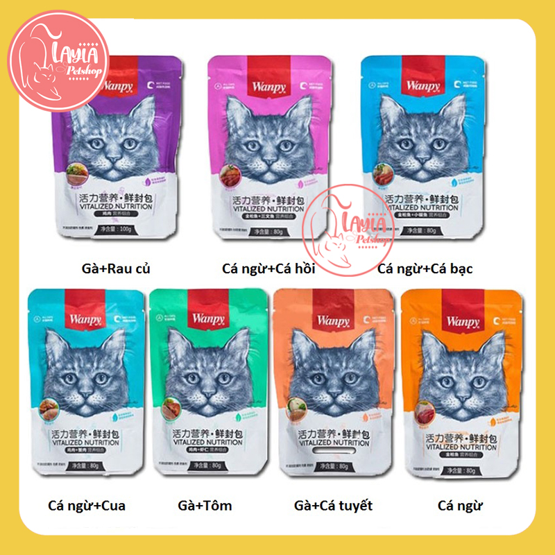 Pate Wanpy cho mèo gói 80g - Đầy đủ các vị