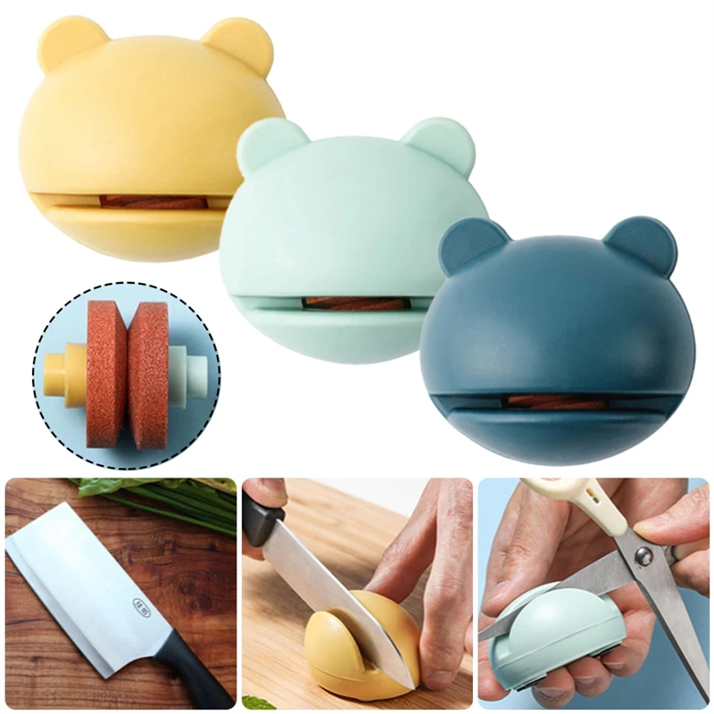 1 Pc Portable Mini Knife Sharpener Non-Slip Cute Cartoon Frog Sharpener Home Kitchen Tools