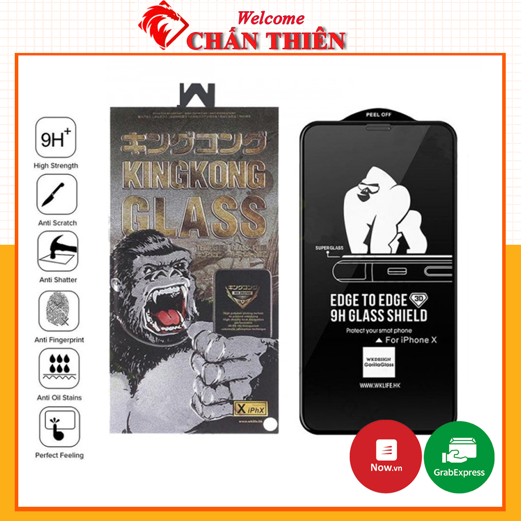 Kính Cường Lực kingkong iphone 15 15+ 15Pro max 14 Promax 14 Plus Xs max 7 Plus 8 Plus X Xs 13 pro max 11 Pro max 12 Pro max WK 3D Trơn