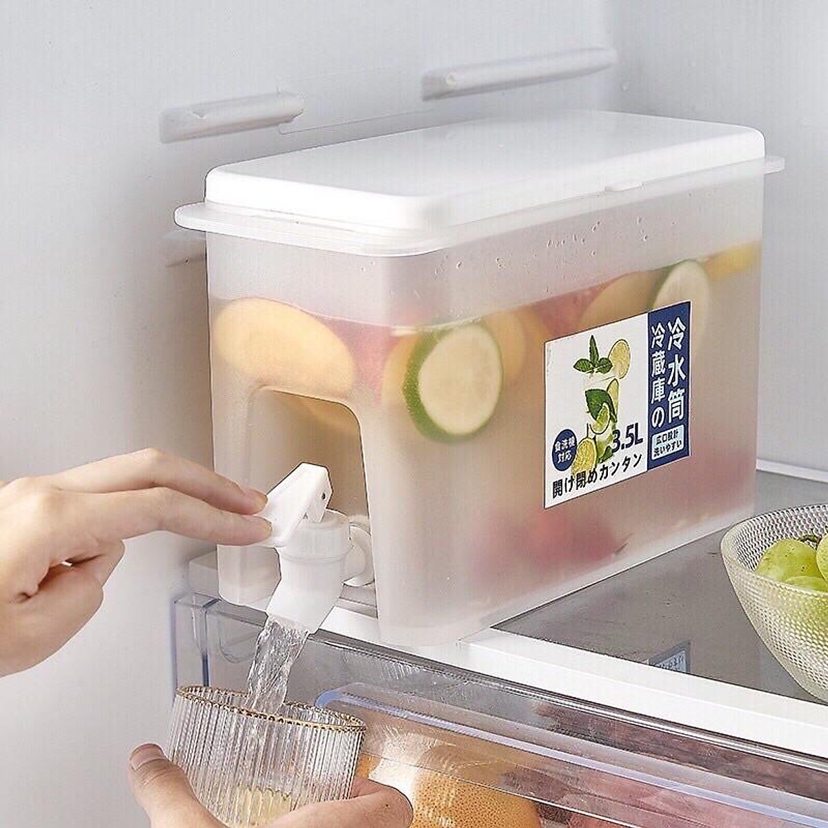 Bình nước tủ lạnh 3.5 lít có vòi chuyên để tủ lạnh - bình nước để tủ lạnh có vòi - Bình nước pha trà nước trái cây nước lọc bằng nhựa có vòi