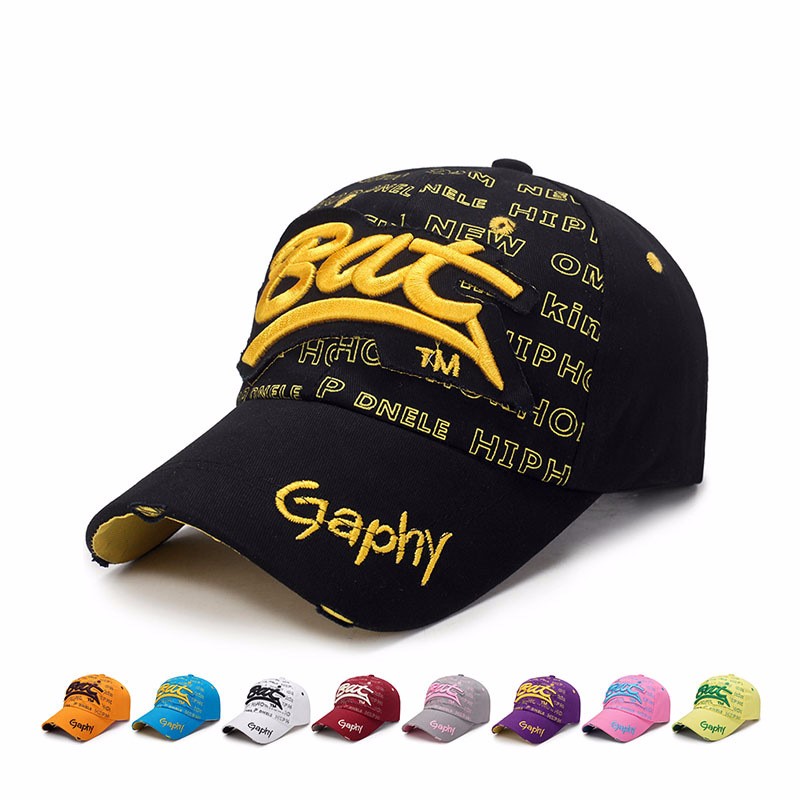 【LuckyBabyFans Store】2019 New Washed Broken Hole BAT Cap Outdoor Baseball Caps For Men Women Snapback Caps Sun Bone Garros.