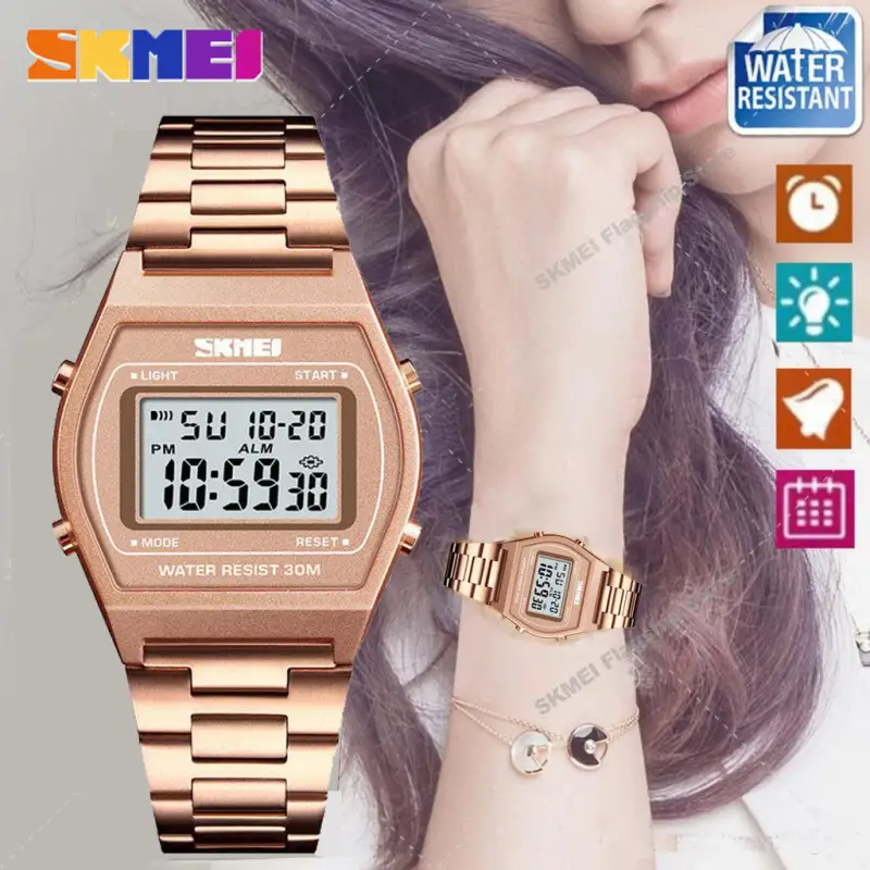 ภาพหน้าปกสินค้าSKMEI ใหม่ผู้หญิงนาฬิกาแฟชั่นนับถอยหลังกันน้ำนาฬิกาสแตนเลสแฟชั่นนาฬิกาข้อมือดิจิตอลนาฬิกาผู้หญิง 1328 จากร้าน SKMEI บน Lazada