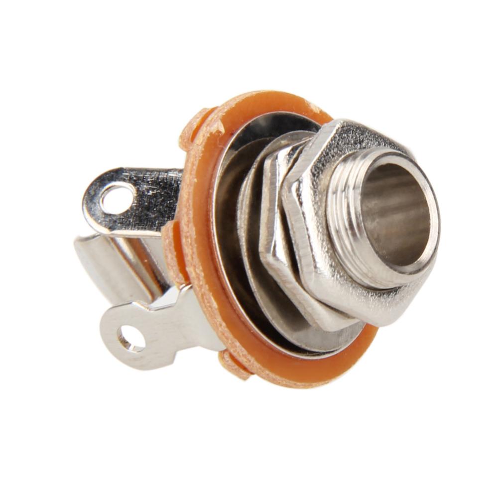 6.35mm Mono Input Jack 2-Conductor 1/4 Inch Electric Guitar Output Jack Nickel Noise Reduction Guitar Parts Accessories for Electric Guitar Bass