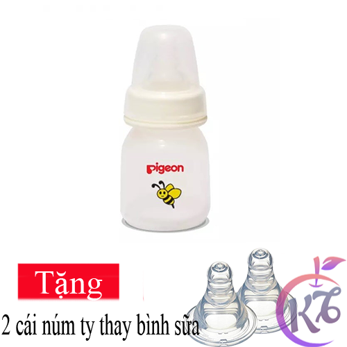 Bình sữa cổ hẹp Pigeon nhựa PP 50ml hình con ong Tặng 2 núm ty thay bình sữa - bình sữa cổ thường Pigeon - binh sua co nho cho be