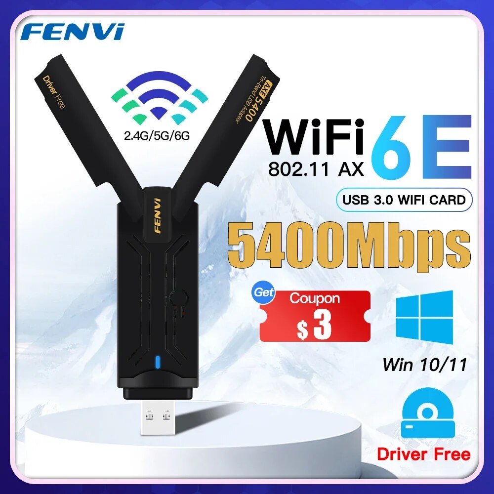 Fenvi AX3000 USB WiFi Adapter USB 3.0 WIFI Dongle 2.4G/5G 802.11AX wifi 6  Card
