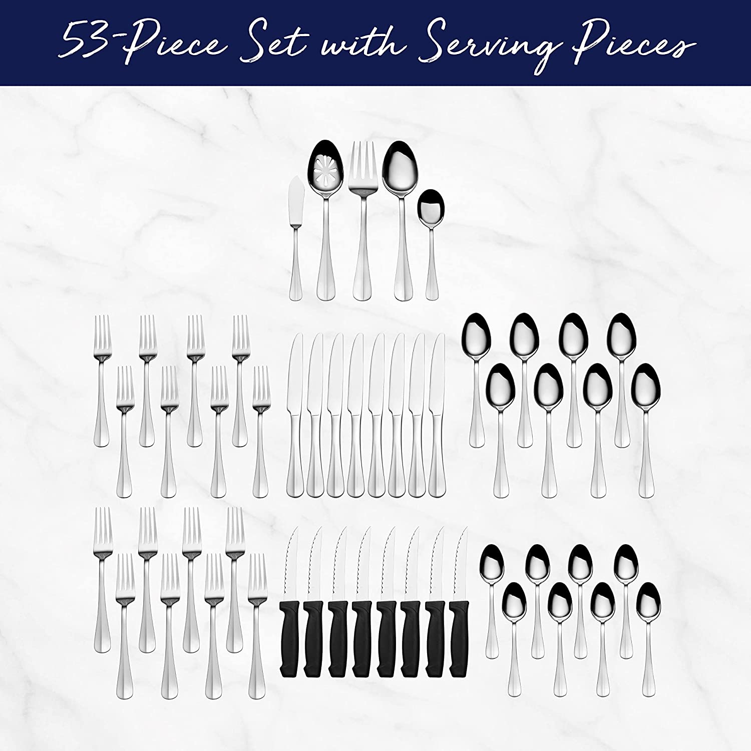 Pfaltzgraff Everyday Simplicity 53 Piece Stainless Steel Flatware