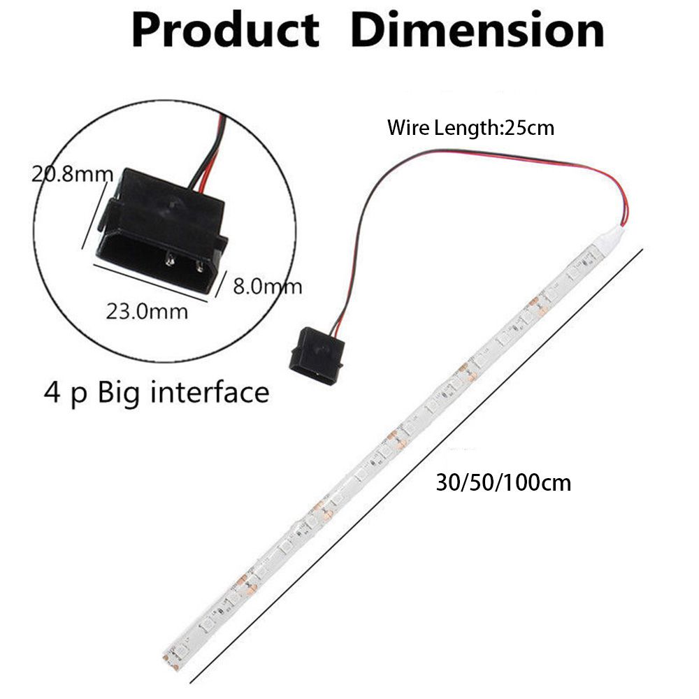 1 Dây Đèn LED Đèn Dây Linh Hoạt 30/50/100Cm Cho Vỏ Máy Tính PC DC 12V 2835 SMD
