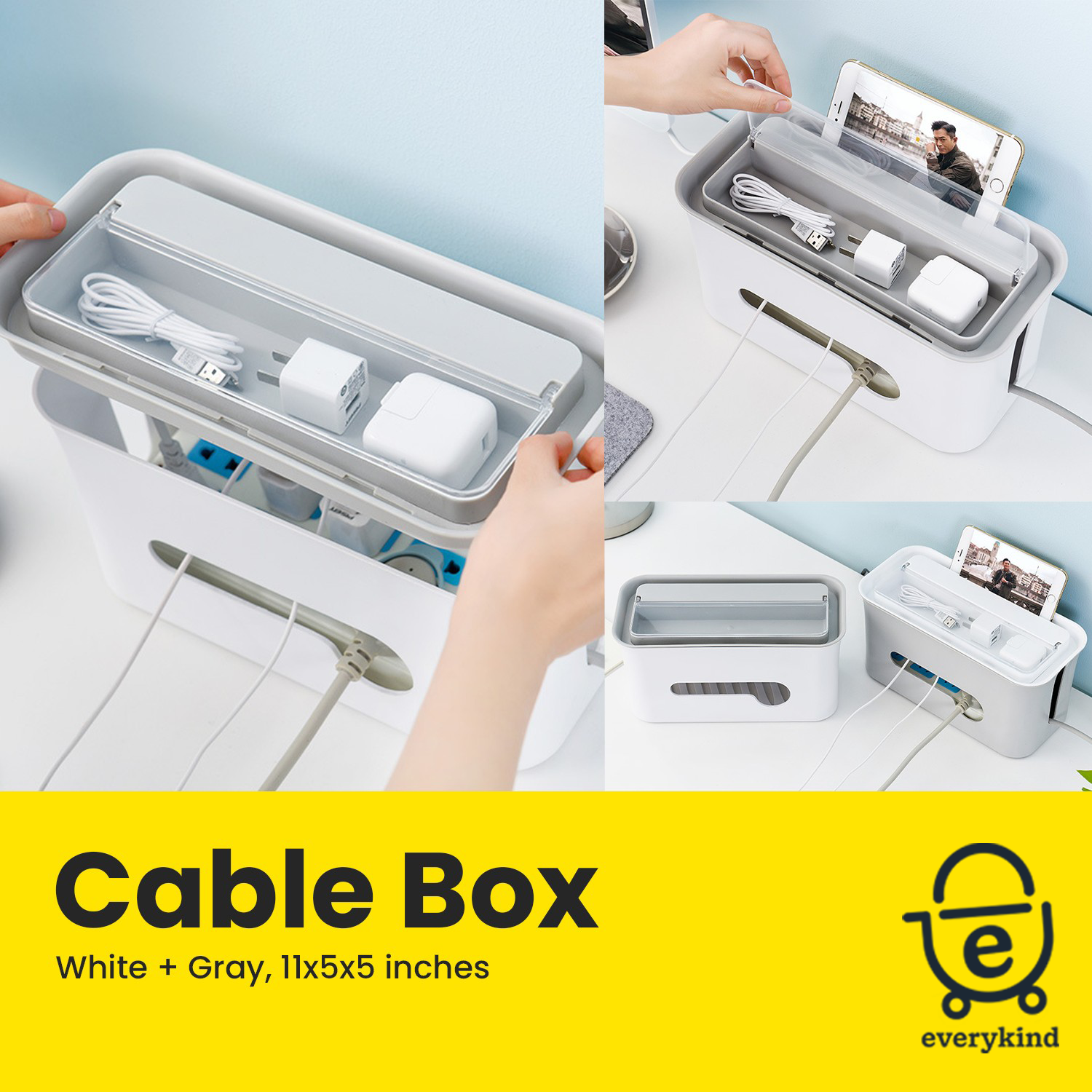 Nordic Cable Organizer Box for Extension Plug Socket Phone Charger
