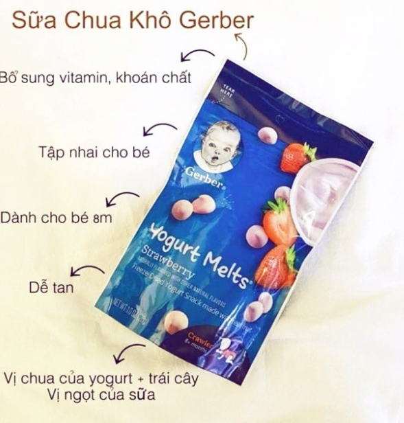 Bánh Sữa Chua Khô Gerber Mỹ Các Vị Trái Cây Cho Bé Ăn Dặm Gói 28g