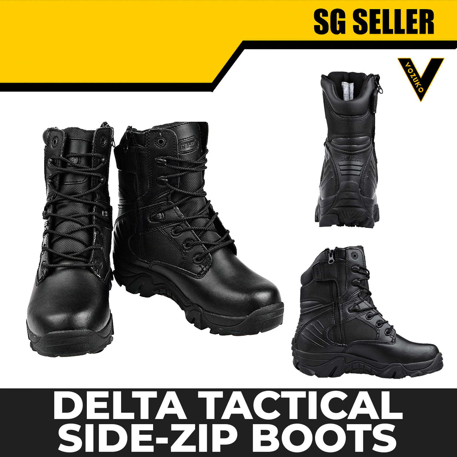 Sg Seller Vozuko Delta Tactical Side Zip Boots Made Of Nylon And Leather 319 Lazada Singapore