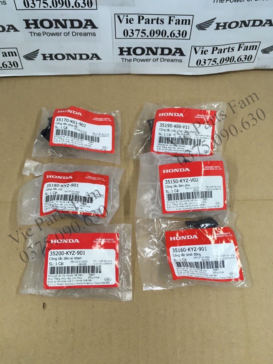 Combo bộ 6 nút công tắc sh 2012-2016, hàng din honda mới 100%