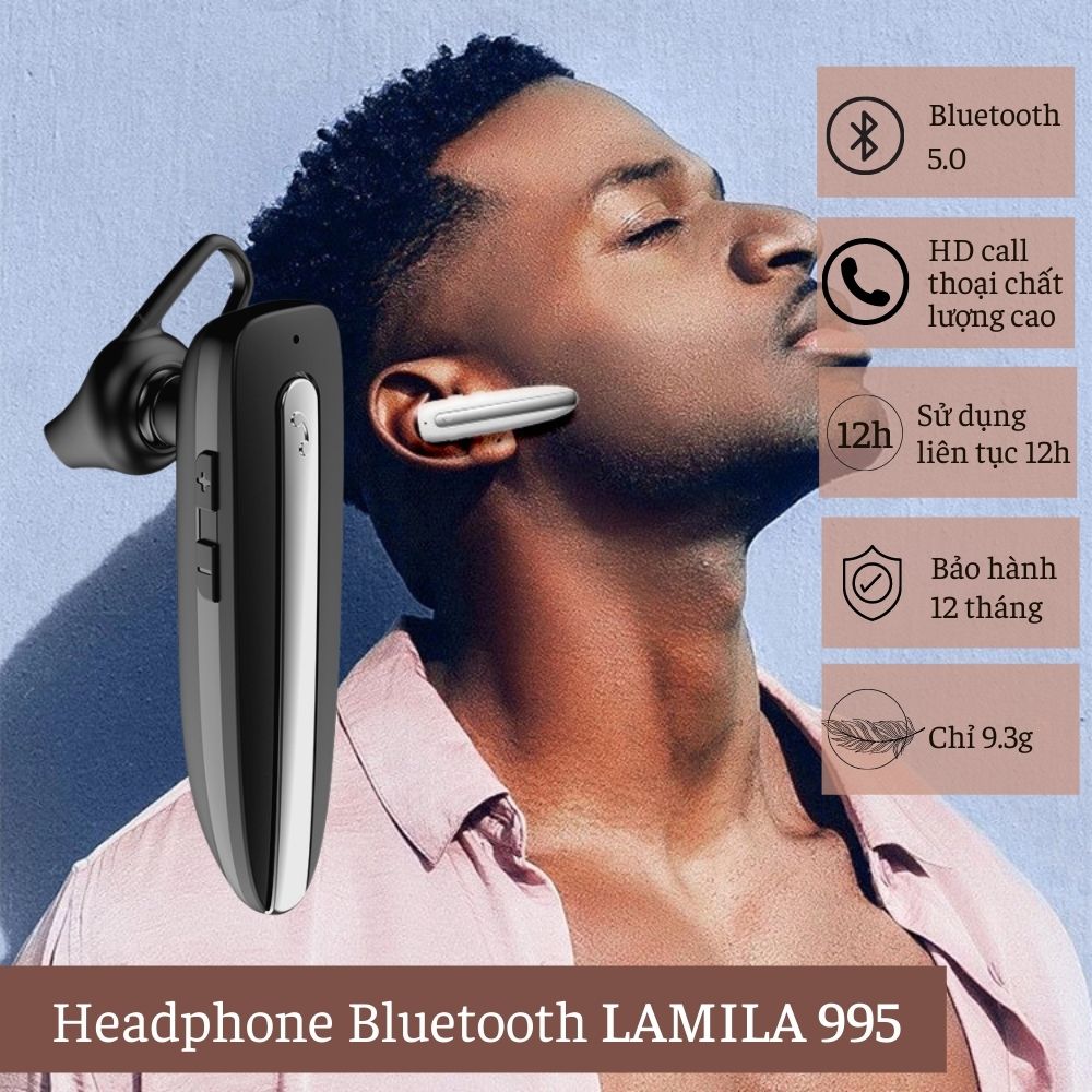 Tai nghe bluetooth chính hãng nhét tai không dây có mic đàm thoại cho Android iPhone iPad LAMILA 995 thumbnail