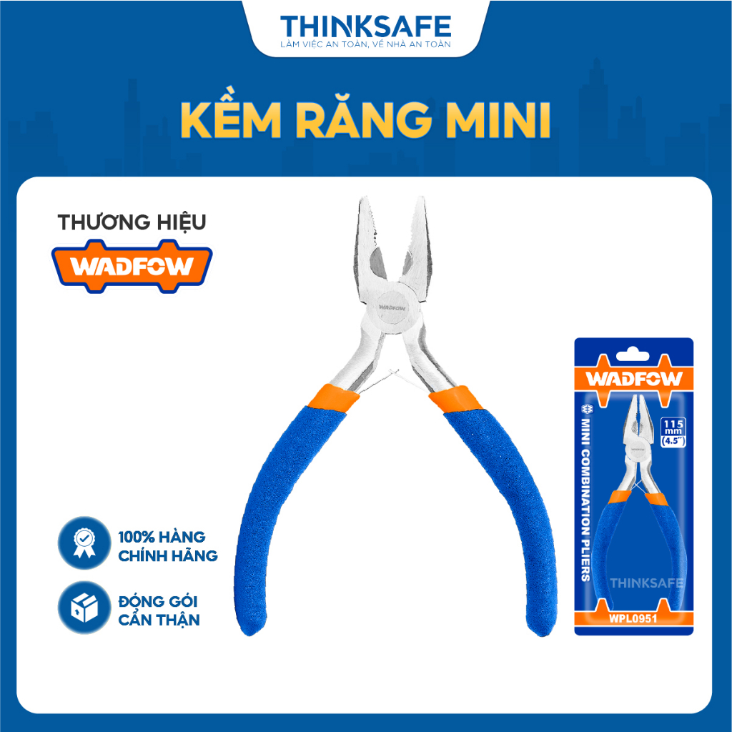 Kềm răng mini Wadfow WPL0951 kích thước 4.5 inch 115mm tay cầm bằng nhựa kìm bấm Wadfow chính hãng - Thinksafe