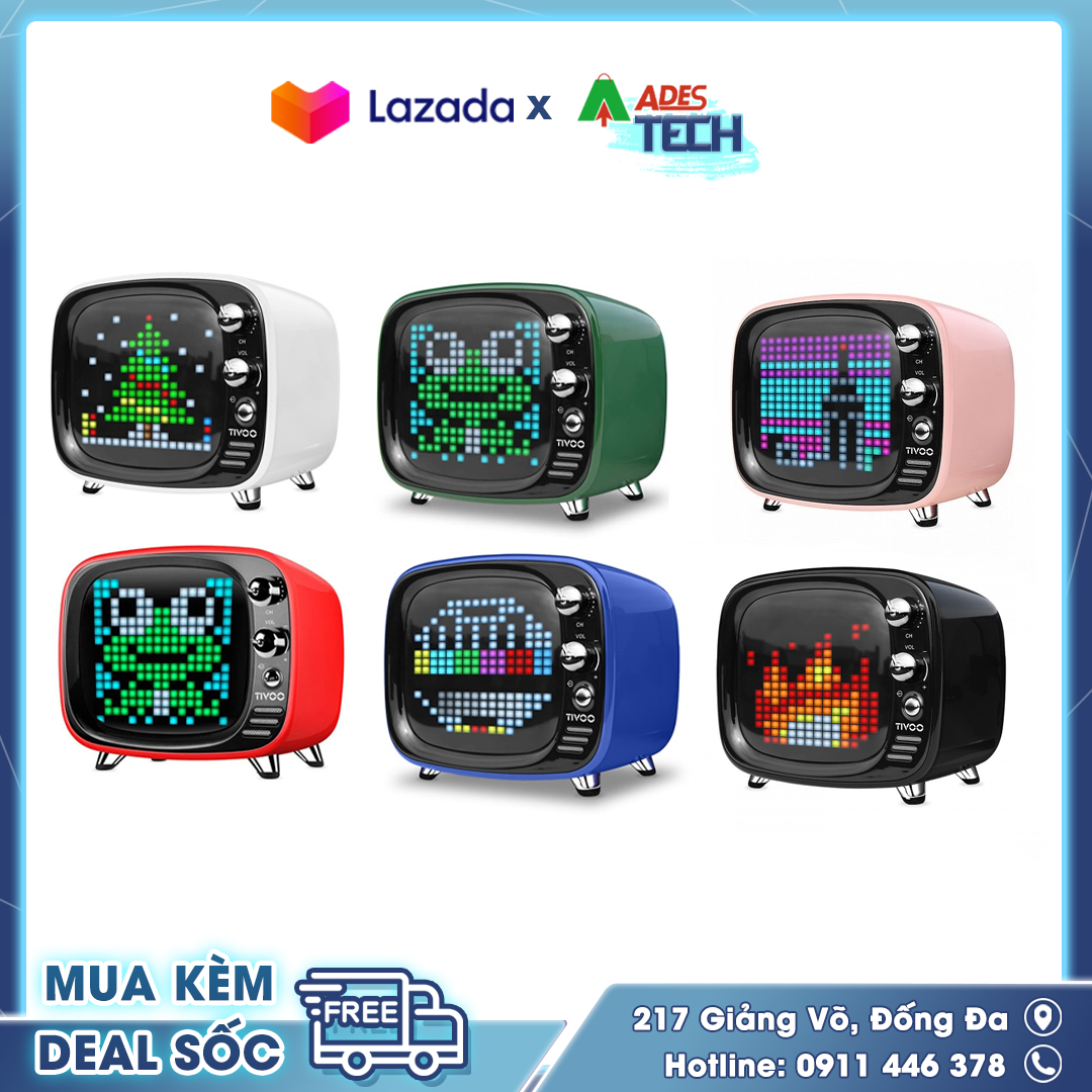 Loa bluetooth divoom tivoo 6w - bảo hành chính hãng - loa không dây, hình dáng ti vi cổ - new 2021