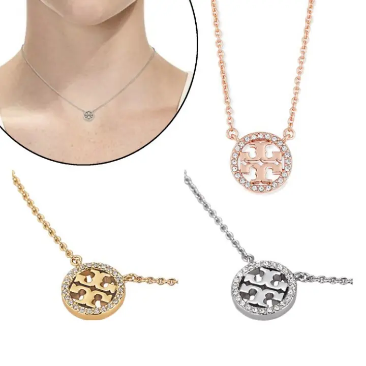 Tory Burch Crystal Logo Delicate Necklace Lazada Singapore