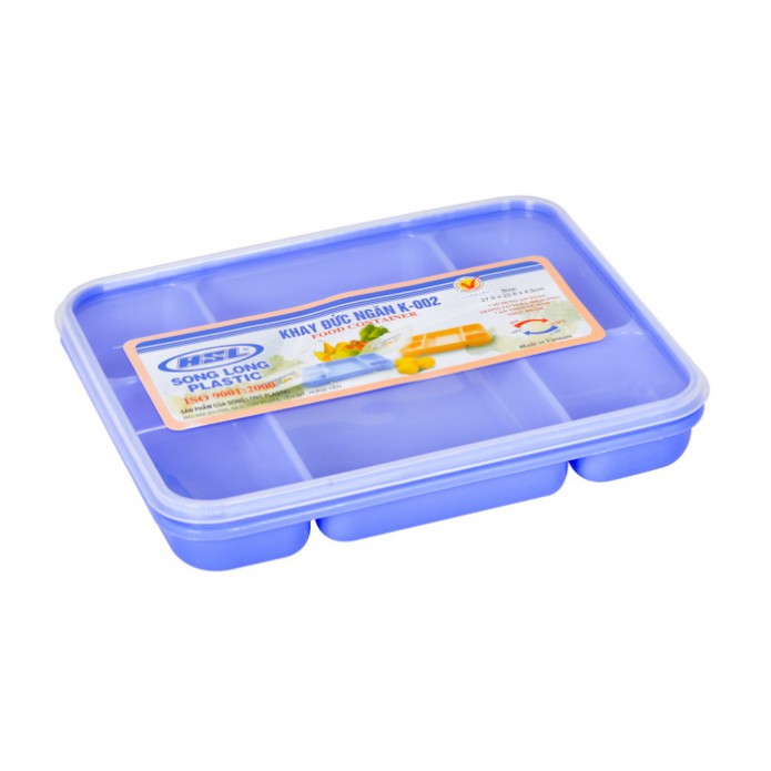 Khay cơm 5 ngăn có nắp kích thước 27 x 20cm - Nhựa Song long