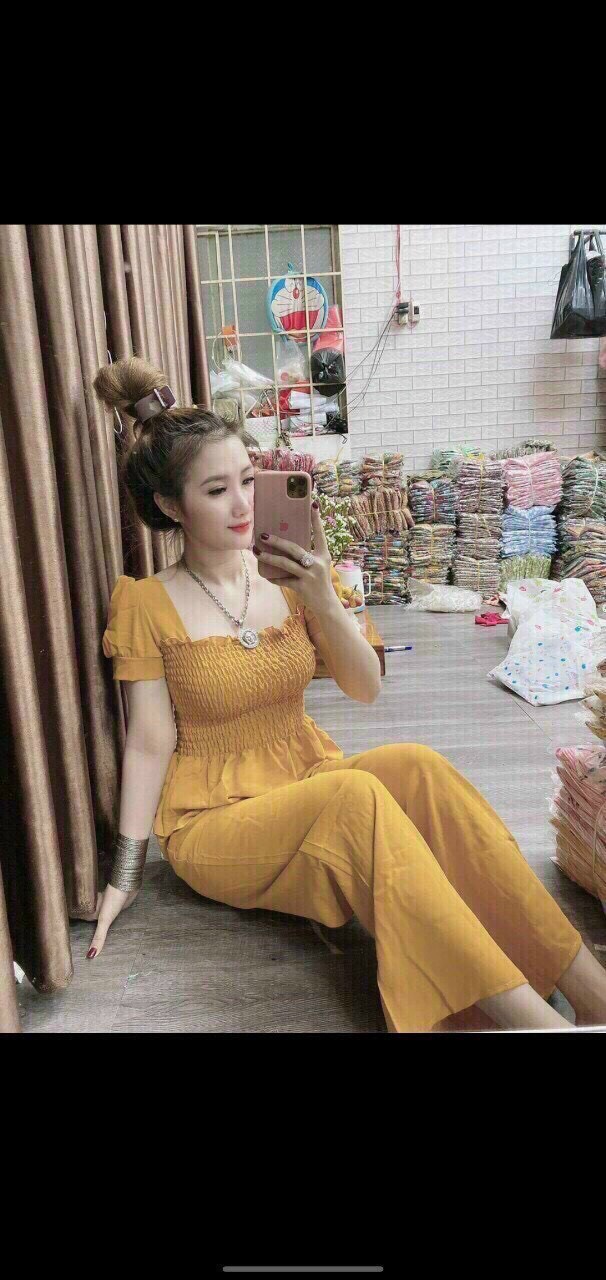 Set bộ áo nhún +quần ống rộng cực kì dễ thương và thanh lịch