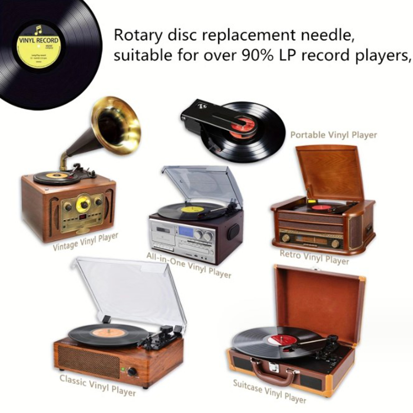 Record Player Needles High-quality Replacement Turntable Needles Compatible and Easy to Use Stylus for Record Players