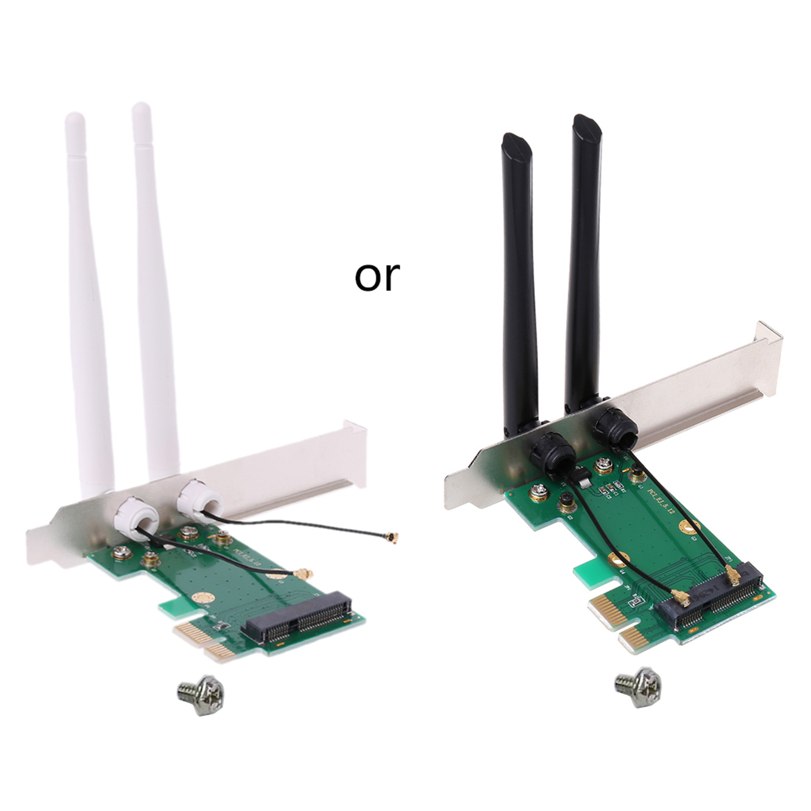 Wireless wifi network card mini pcie to pci-e 1x desktop wifi adapter for computer wirh 2 antennas