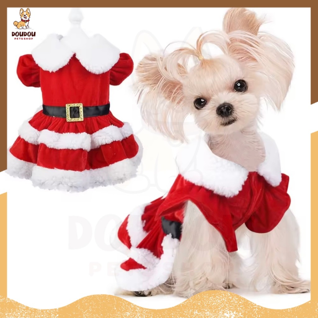 Pet Christmas Costume Princess Pet Dress Santa Claus Dress Clothes
