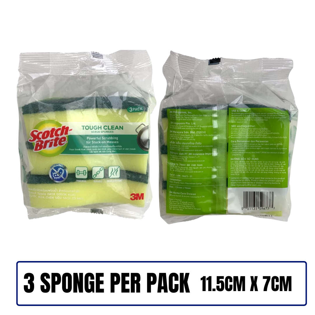 3M ScotchBrite Sponge AntiBacterial Non Scratch Washing Sponge Dish