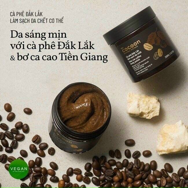 Tẩy da chết cơ thể cà phê Đắk Lắk Cocoon cho làn da mềm mại và rạng rỡ 200ml mịn da thumbnail