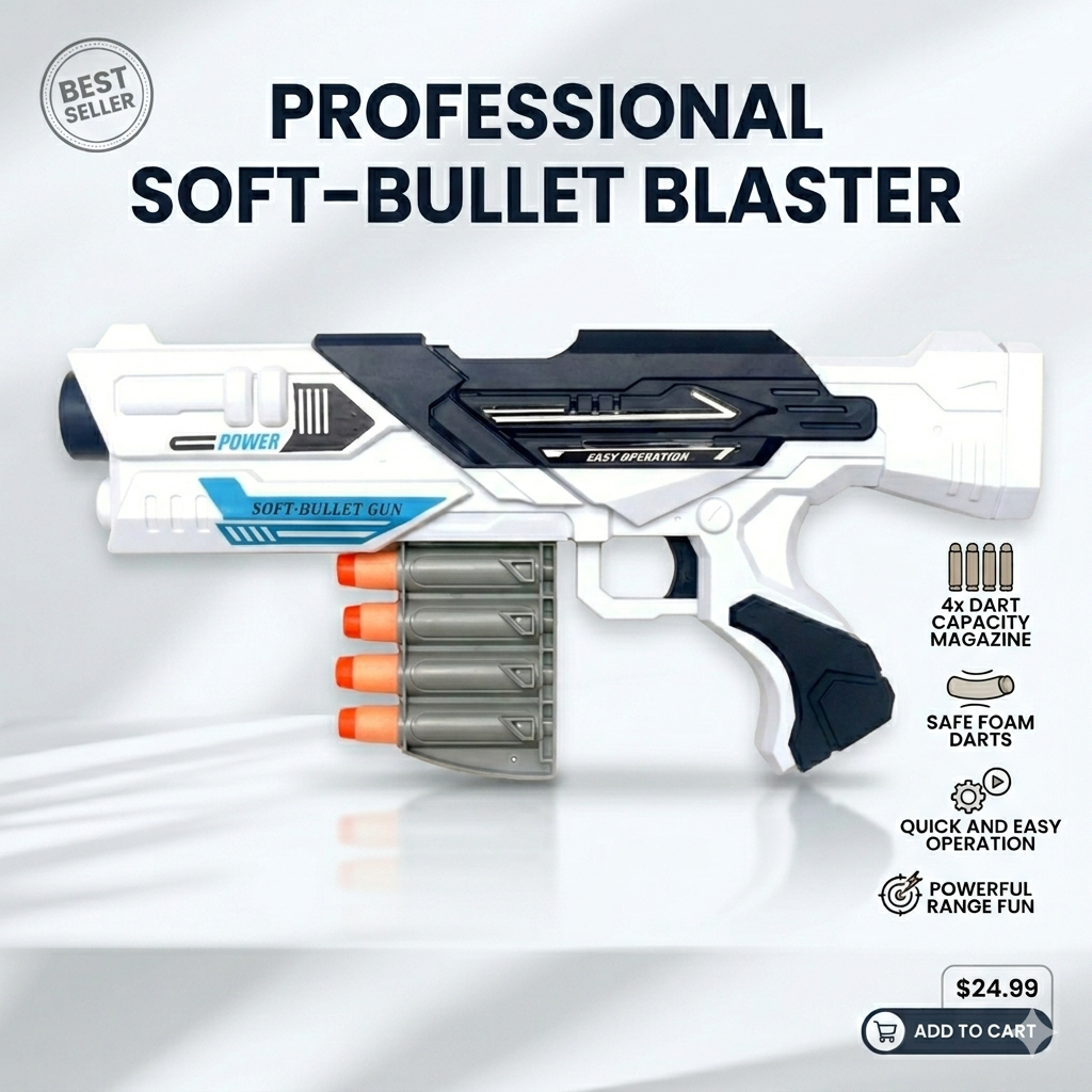 Children Soft Bullet Toy Gun for boys Hand Pull EVA Soft Dart White ...