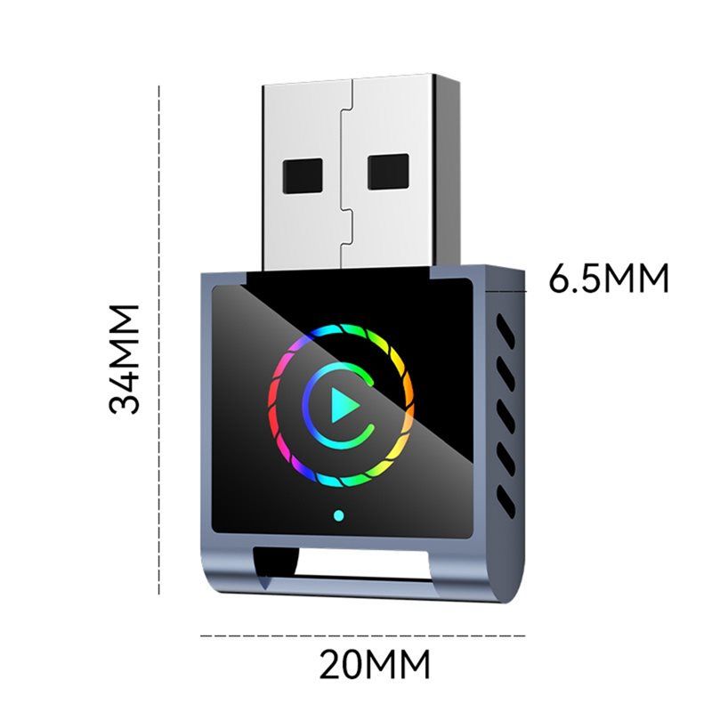 Smart AI Box 2IN1 Wireless CarPlay Android Auto Adapter RGB BT+ WIFI USB Dongle Plug Play Convert Conversion Wired to Wireless.