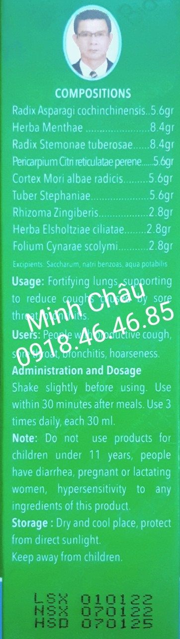 CHÍNH HÃNG Thiên Môn Bổ Phổi 280ml