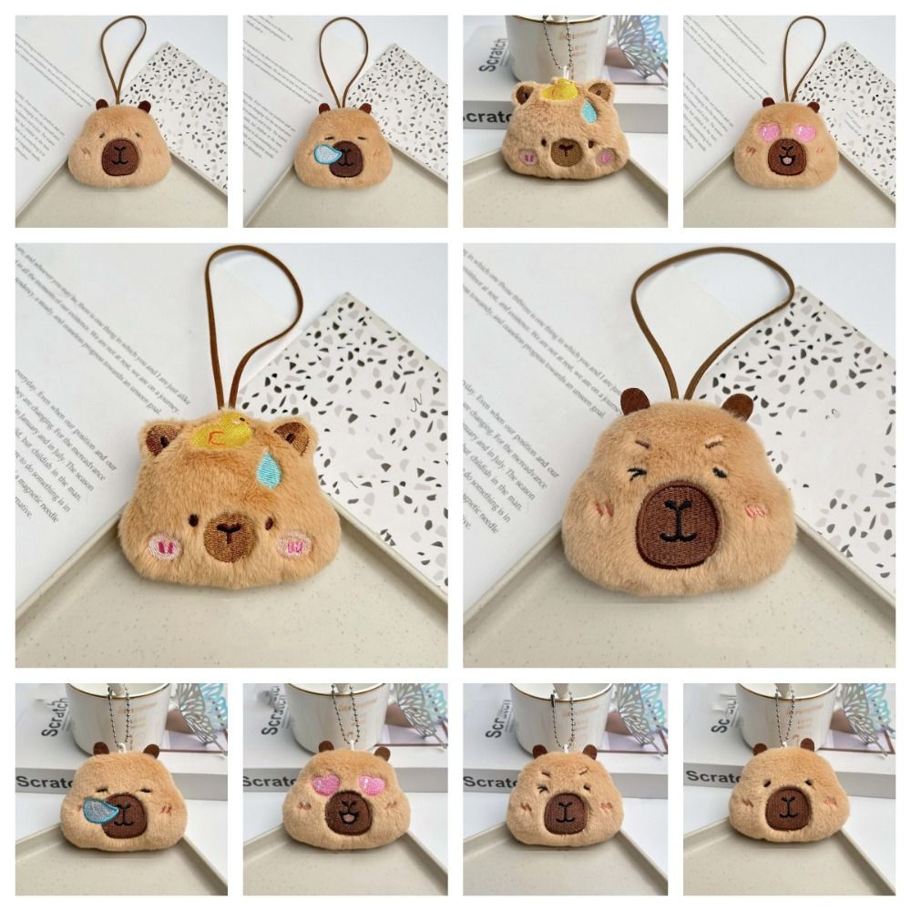Car Key Decor Squinting Capybara Plush Keychain Beeping Heart Capybara ...
