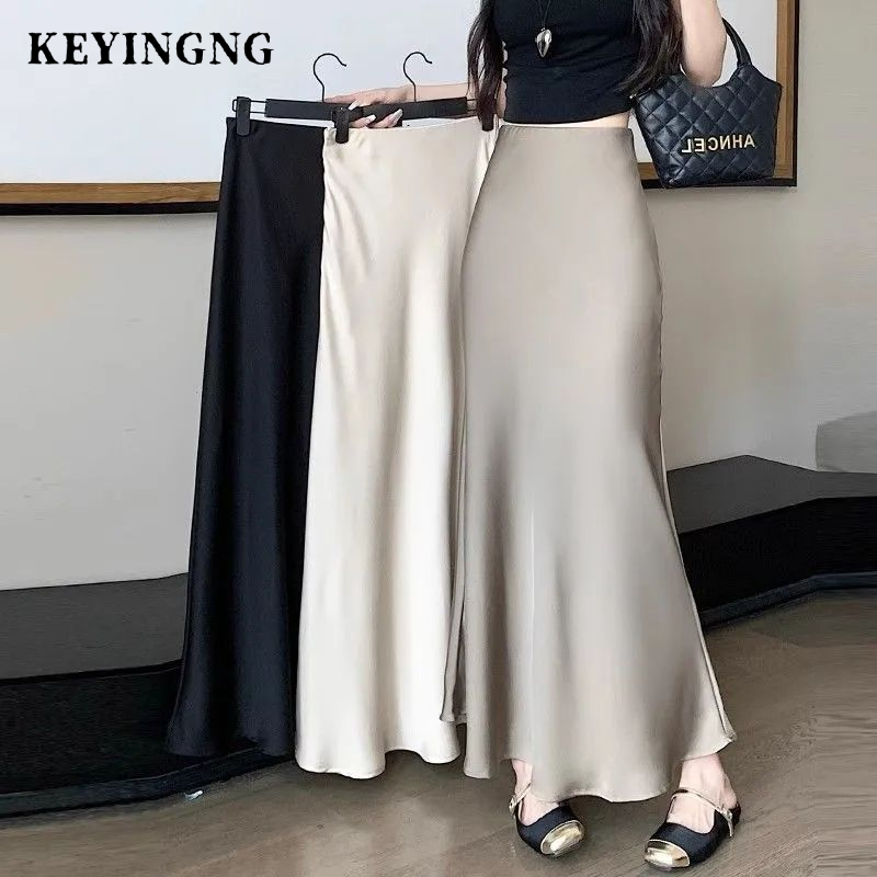 KEYINGNG   Chân Váy Khí Chất Thời Trang Cao Cấp Cho Nữ Váy Dài Đuôi Cá Chữ A Ôm Mông Cạp Cao Che Mông Cạp Cao Mẫu Dài Vừa Mùa Thu