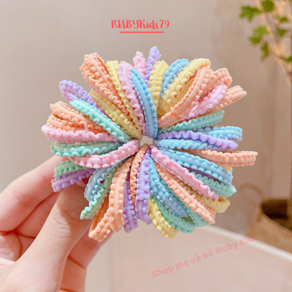 Set 50 sợi dây cột tóc cho bé, chun buộc tóc cho bé dễ thương nhiều màu sắc - rubykid79