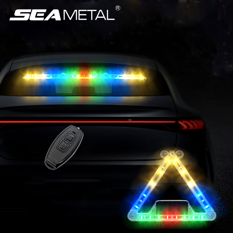 Car Warning Triangle Light Solar Multi Function Rotatable Car Road Fault Charging Flash Emergency Warning Ranger Light