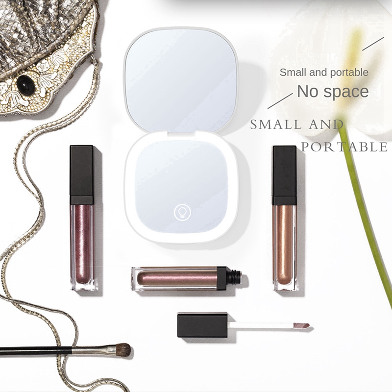 Mini LED Makeup Mirror with Light 5X Magnifying Pocket Double Sided Travel Convenient Cosmetic Vanity Mirrors