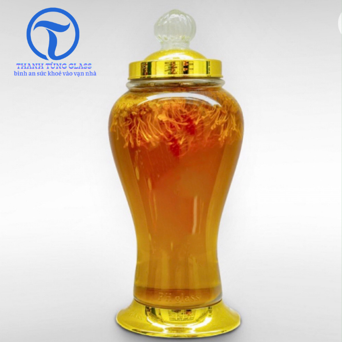 BÌNH NGÂM RƯƠU SÂM THUỶ TINH   Phú Hoà 3 LÍT KHÔNG VAN