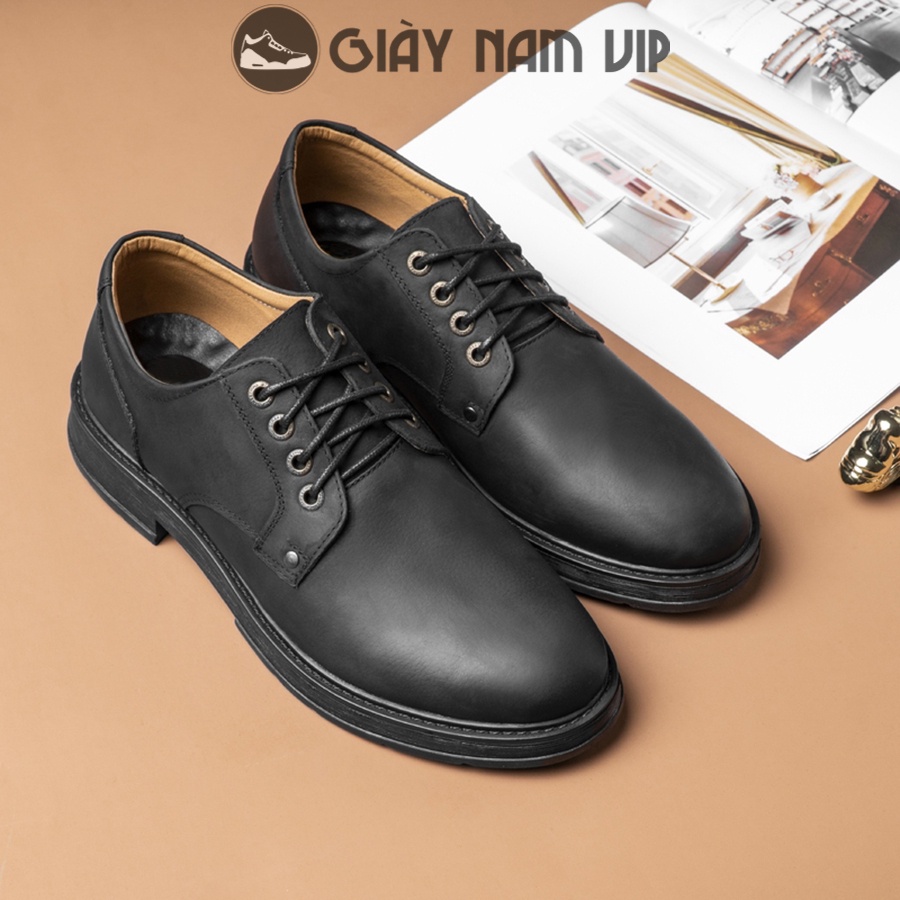Giày nam cao cấp phong cách da bò thật cổ thấp kaiwings giày đốc nam cổ ngắn hàn quốc gvn06