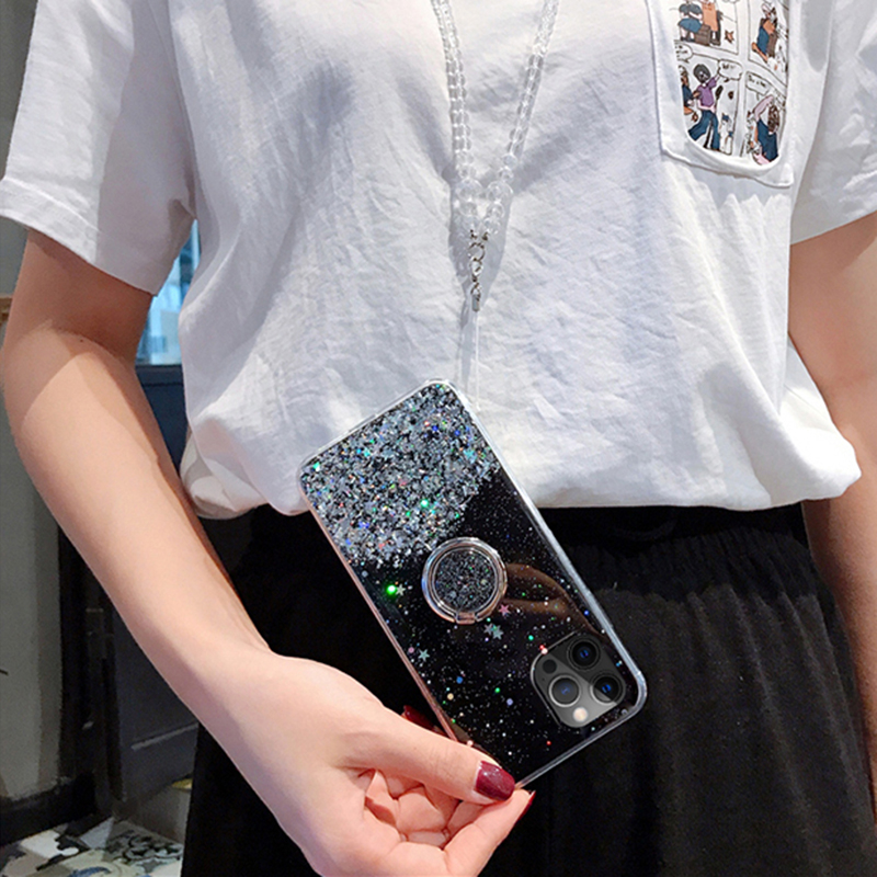 Phone case vivo Y03 Y03T Y18 Y28S Shiny Ring Glitter Soft Transparent Holder Stand with Ring Stars Moon Girls Back cover vivo Y03 Y03T Y18 Y28S case. 