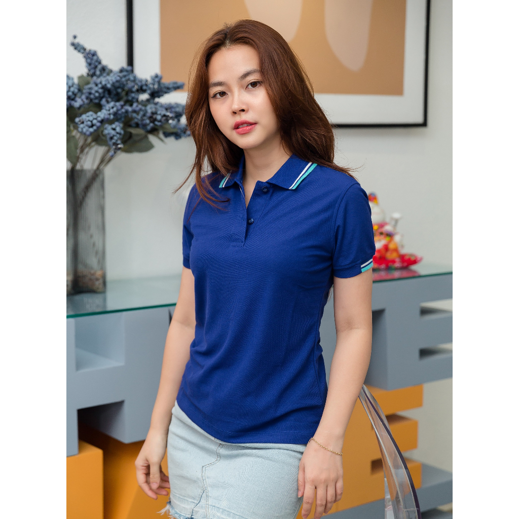 Áo Polo Nữ Poligan Nhập Khẩu thá¡ Lan (Navy/Green)