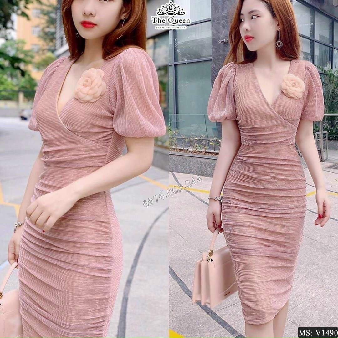 Đầm body tay phồng dễ thương