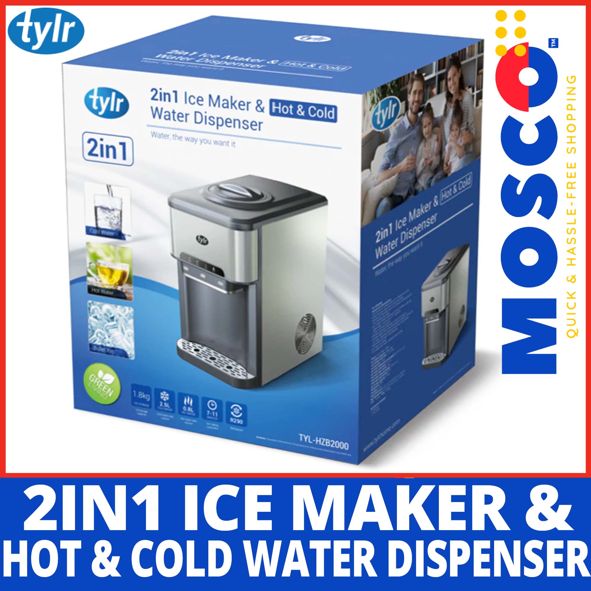 Tylr™ 2in1 Ice Maker & Hot & Cold Water Digital Dispenser With LCD