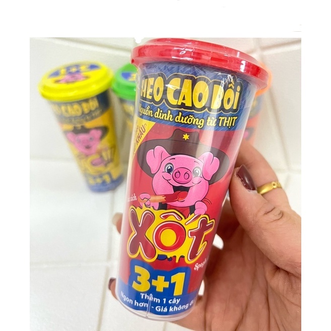 (DATE MOI) [ Hộp 3 + 1 ] Xúc Xích Lắc Heo Cao Bồi (Đủ Màu)